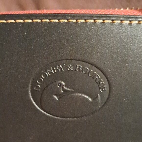 Dooney & Bourke Black & Cream Canvas Leather Satchel with Strap - Picture 3 of 11